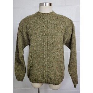 Oliver‎ Harding Mens Green Wool Cotton Silk Cable Knit Sweater England L